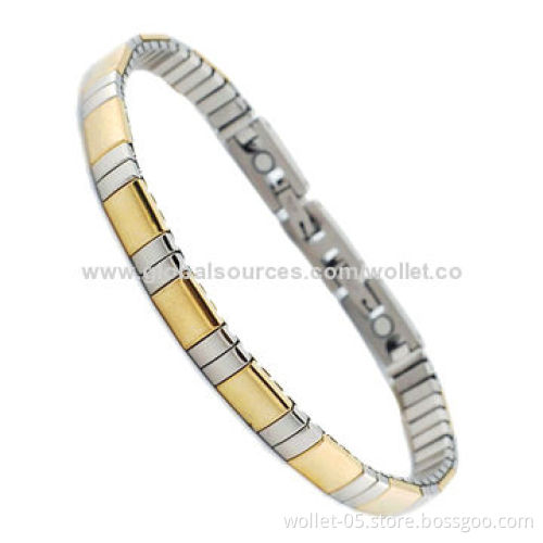 Fashion Design Bio Magnetic Stainless Steel Elastic Bracelet with CZ Stone